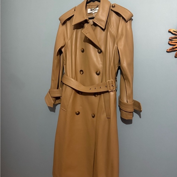 VERONICA BEARD Tan Conneley Faux Leather Trench Coat - Picture 6 of 12